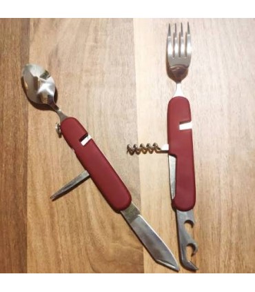Couteau de poche 11cm camping 6 pièces inox + étui