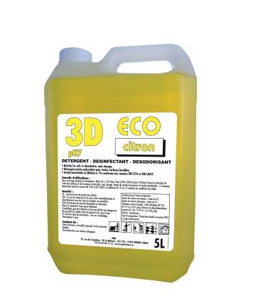 Détergent Désinfectant parfumé 3D ECO citron 5L