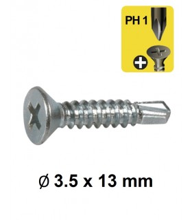 Vis tôle autoperceuse tête fraisée empreinte cruciforme PH Ø 3.5 x 13 mm