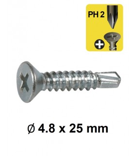 Vis tôle autoperceuse tête fraisée empreinte cruciforme PH Ø 4.8 x 25 mm