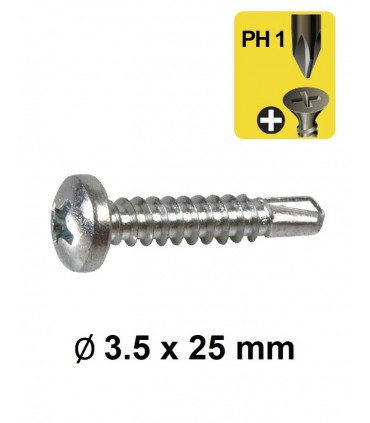 Vis tôle autoperceuse  tête cylindrique empreinte cruciforme PH Ø 3.5 x 25 mm