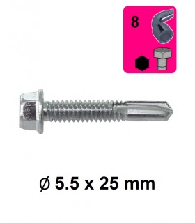 Vis tôle autoperceuse tête hexagonale  Ø 5.5 x 25 mm