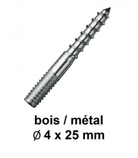 Vis double filet bois / métal  Ø 4 x 25 mm