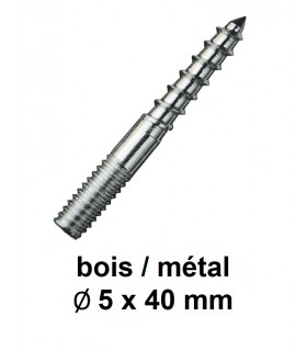 Vis à double filetage (bois/bois) 5x50 zingués mm - 5 pièces