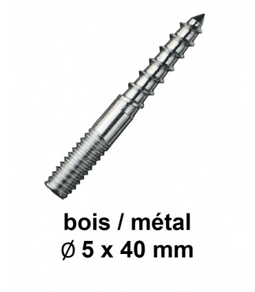 Vis double filet bois / métal  Ø 5 x 40 mm