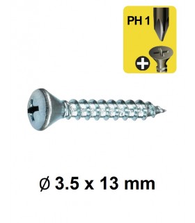Vis tôle tête fraisée bombée empreinte cruciforme PH Ø 3.5 x 13 mm