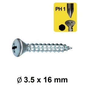 Vis tôle tête fraisée bombée empreinte cruciforme PH Ø 3.5 x 16 mm