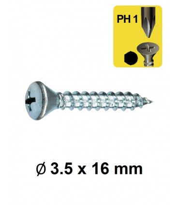 Vis tôle tête fraisée bombée empreinte cruciforme PH Ø 3.5 x 16 mm
