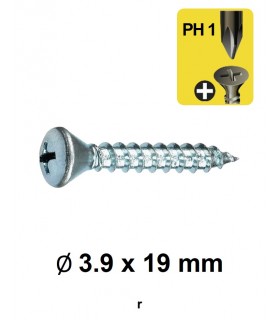 Vis tôle tête fraisée bombée empreinte cruciforme PH Ø 3.9 x 19 mm