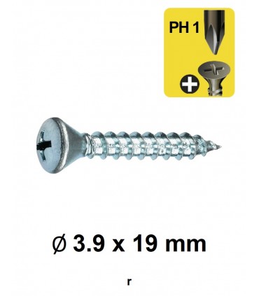 Vis tôle tête fraisée bombée empreinte cruciforme PH Ø 3.9 x 19 mm