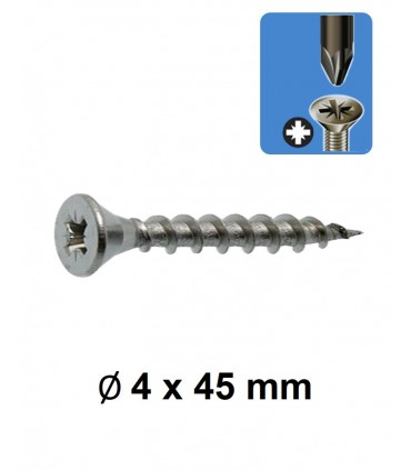 Vis multibois tête fraisée empreinte cruciforme PZ Ø 4 x 45 mm
