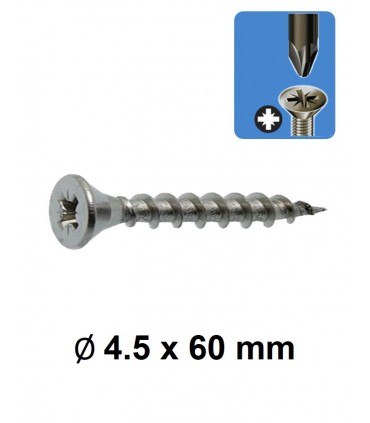 Vis multibois tête fraisée empreinte cruciforme PZ Ø 4.5 x 60 mm