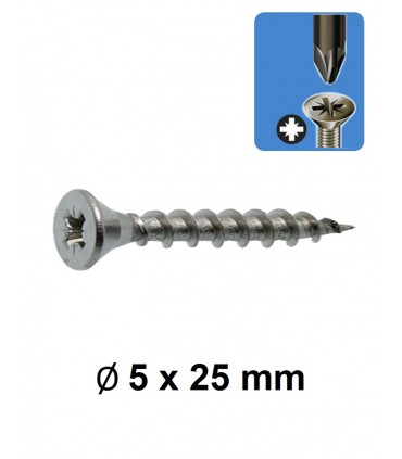 Vis multibois tête fraisée empreinte cruciforme PZ Ø 5 x 25 mm Vis multibois tête fraisée empreinte cruciforme PZ Ø 5 x 25 mm