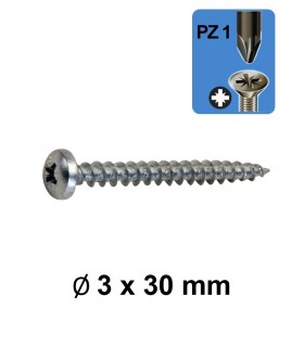 Vis panneau tête ronde empreinte cruciforme PZ Ø 3 x 30 mm