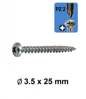Vis panneau tête ronde empreinte cruciforme PZ Ø 3.5 x 25 mm