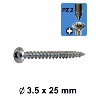 Vis panneau tête ronde empreinte cruciforme PZ Ø 3.5 x 25 mm