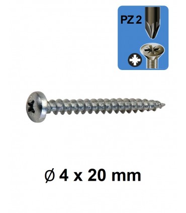 Vis panneau tête ronde empreinte cruciforme PZ Ø 4 x 20 mm