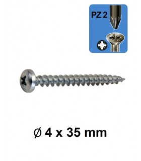 Vis panneau tête ronde empreinte cruciforme PZ Ø 4 x 35 mm