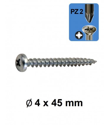 Vis panneau tête ronde empreinte cruciforme PZ Ø 4 x 45 mm