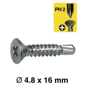 Vis tôle autoperceuse tête fraisée empreinte cruciforme PH Ø 4.8 x 16 mm