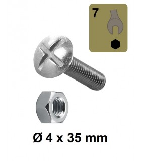 Boulons poêlier 4 x 35 mm acier zingué
