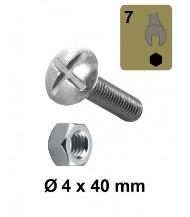 Boulons poêlier 4 x 40 mm acier zingué
