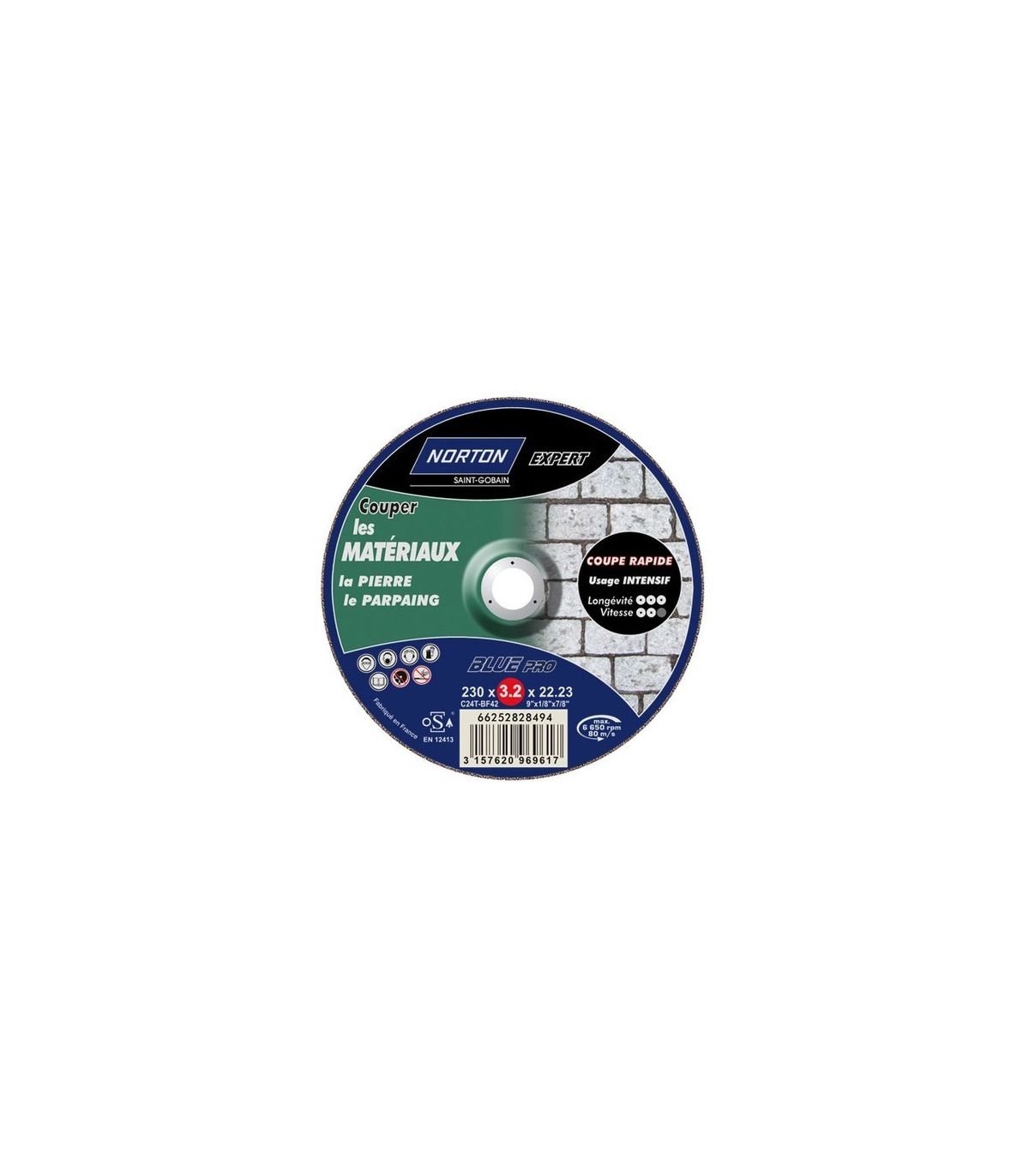 Disque Norton bleu 230x3.2 materiaux