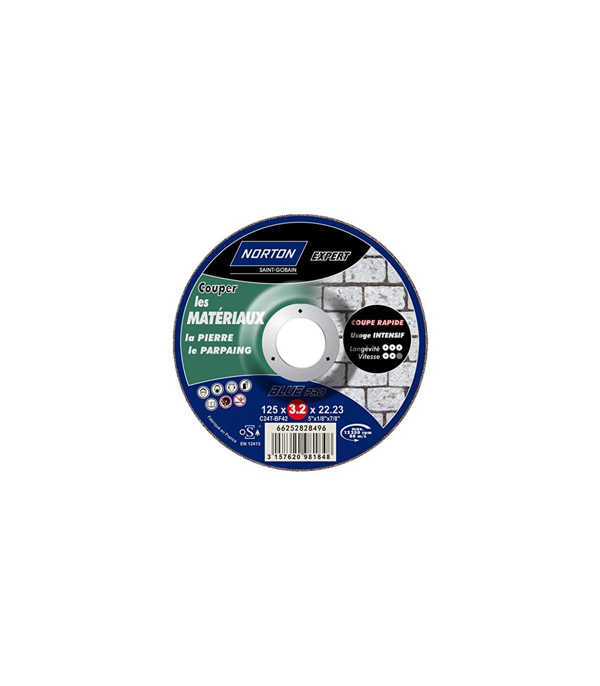 Disque Norton bleu 125 3.2 materiaux