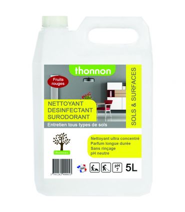 Détergent Désinfectant Surodorant 5L THONNON Fruits Rouges