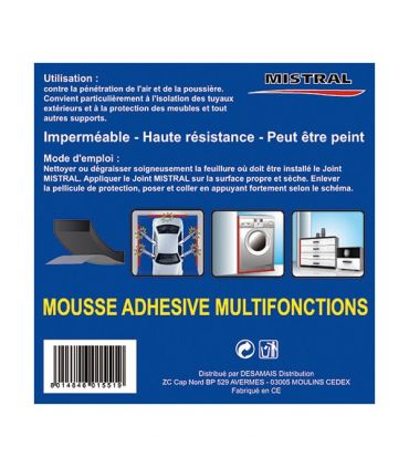 Mousse adhésive multifonction noir 15mmx5mmx10m