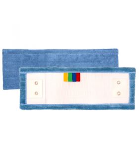 Frange microfibre bleu à poche et languette 2 oeillets 40 cm