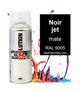 Bombe de peinture noir foncé brillant RAL 9005 Motip 400ml (Aérosol)