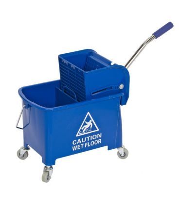 Seau bleu bi bac + presse + balai lavage à plat complet