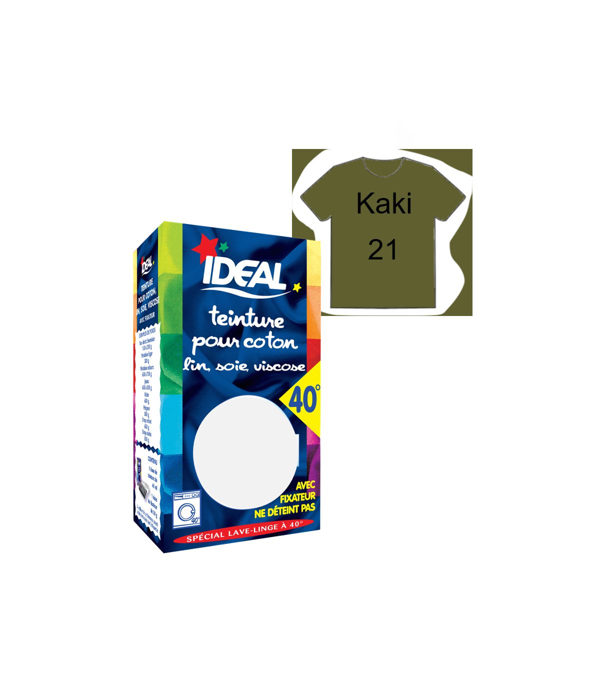 TEINTURE avec FIXATEUR TEXTILE TISSU KAKI 21 IDEAL vêtement coton soie