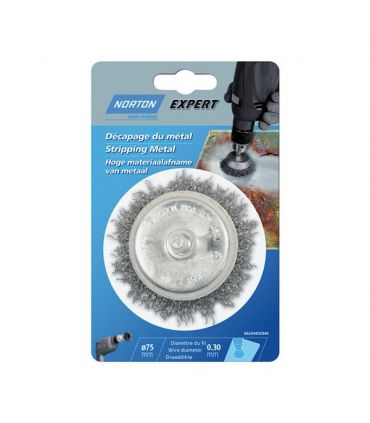 Brosse coupe fil ondulé 3x75mm tige 6