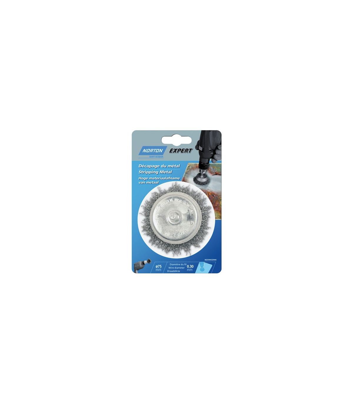 Brosse coupe fil ondulé 3x75mm tige 6
