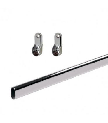 Kit tube 1m 30x15 chrome + naissance + support