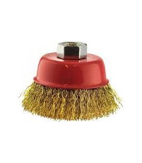 Brosse coupe fil ondulé laiton 2x75mm tige 6