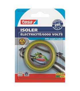 Adhésif isolation électrique jaune/vert 10x15mm Tesa