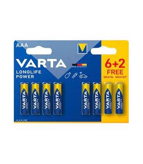 Pile alkaline AAA longlife power Varta 1.5v 6+2 gratuits