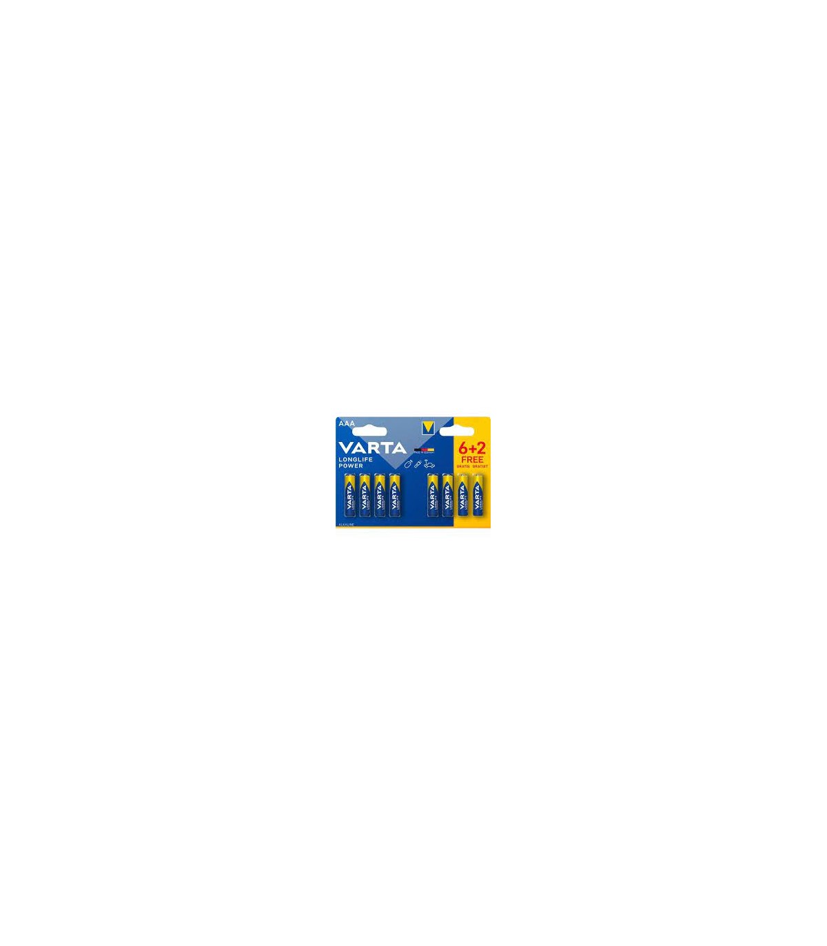 Pile alkaline AAA longlife power Varta 1.5v 6+2 gratuits