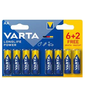 Pile alkaline AA longlife power Varta 1.5v 6+2 gratuits