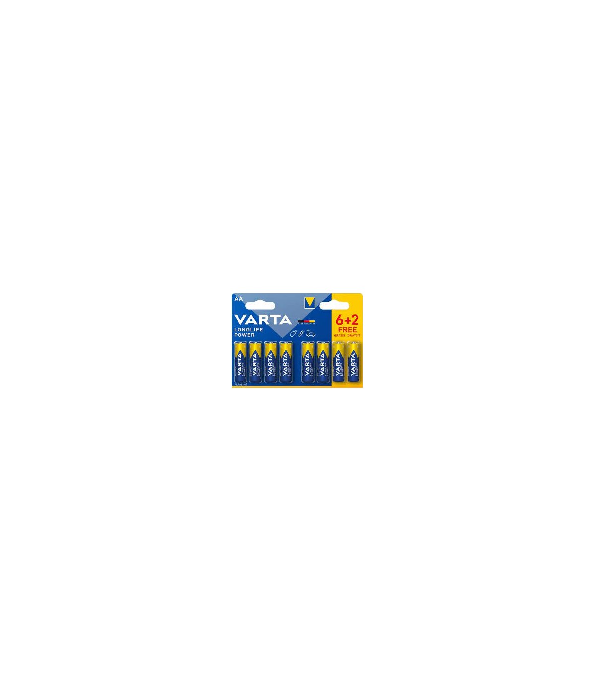 Pile alkaline AA longlife power Varta 1.5v 6+2 gratuits