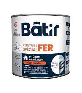 Peinture fer brillant 0,5L blanc RAL 9010