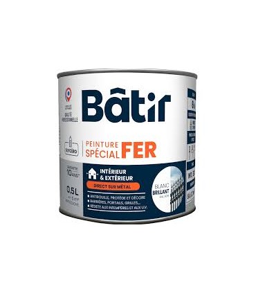 Peinture fer brillant 0,5L blanc RAL 9010