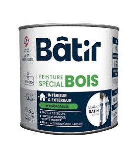 Peinture bois satin écolabel 0.5 L blanc