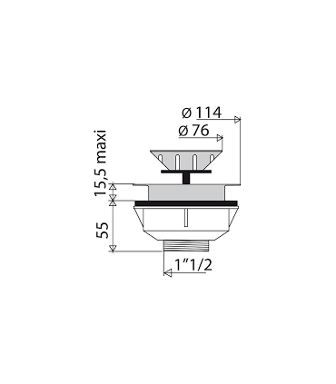 Bonde à panier tout type d'évier 1"1/2 d113mm
