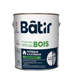 Peinture bois satin écolabel 2 L couleur