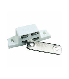 Loqueteau magnétique plastique blanc force 3kg x2
