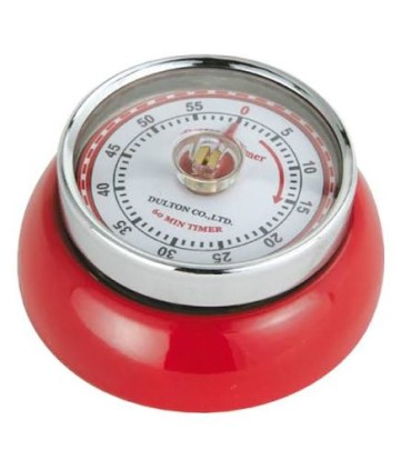 Minuteur rond aimanté rouge